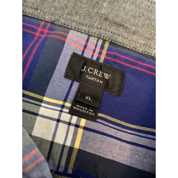 J Crew Shirt Mens XL Tartan Plaid Long Sleeve Blue Button Down Preppy Cotton - Picture 6 of 8